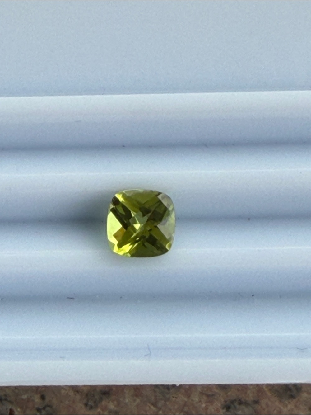 Cushion-Cut Yellow-Green Peridot checkerboard cut Faceted Gemstone 1.00 carats